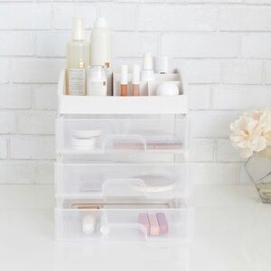 Thinkspace Beauty organizer 3 tier drawer vanity white 3 layer organization